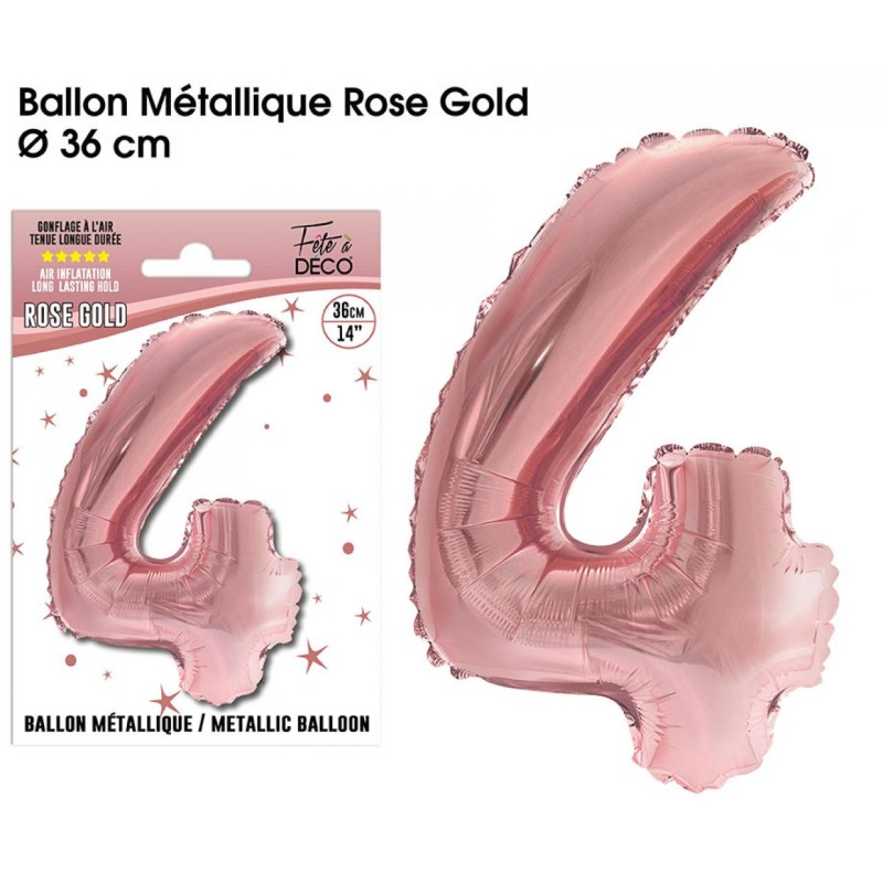 BALLON METALLIQUE ROSE GOLD CHIFFRE 4
