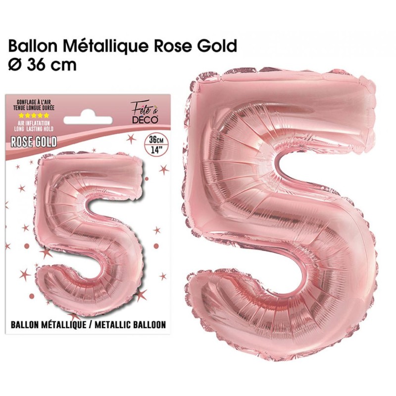 BALLON METALLIQUE ROSE GOLD CHIFFRE 5