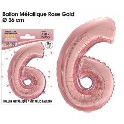 BALLON METALLIQUE ROSE GOLD CHIFFRE 6