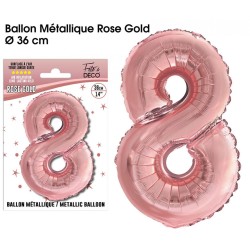 BALLON METALLIQUE ROSE GOLD CHIFFRE 8