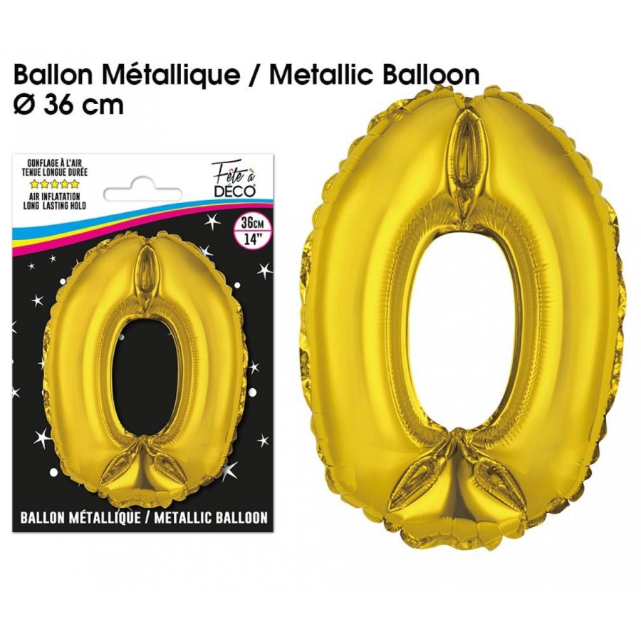 BALLON METALLIQUE OR CHIFFRE 0