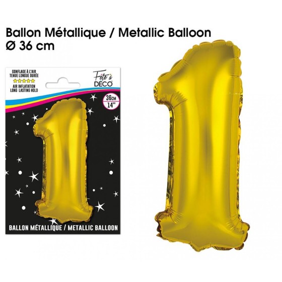 BALLON METALLIQUE OR CHIFFRE 1