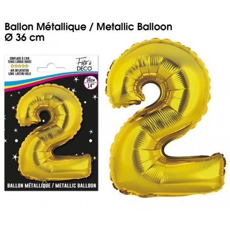 BALLON METALLIQUE OR CHIFFRE 2