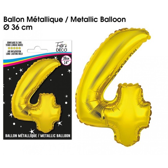 BALLON METALLIQUE OR CHIFFRE 4