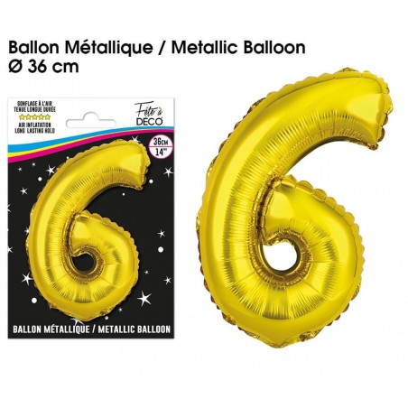 BALLON METALLIQUE OR CHIFFRE 6