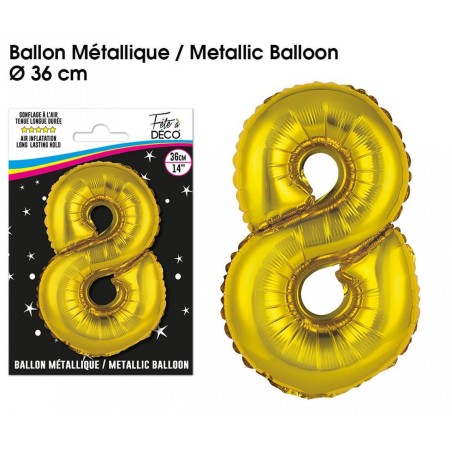 BALLON METALLIQUE OR CHIFFRE 8