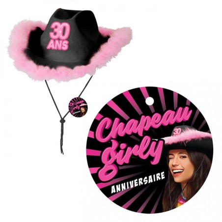 CHAPEAU GIRLY 30 ANS NOIR