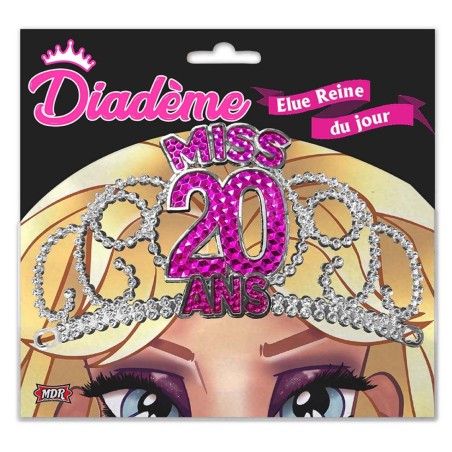 DIADEME MISS 20 ANS FUCHSIA