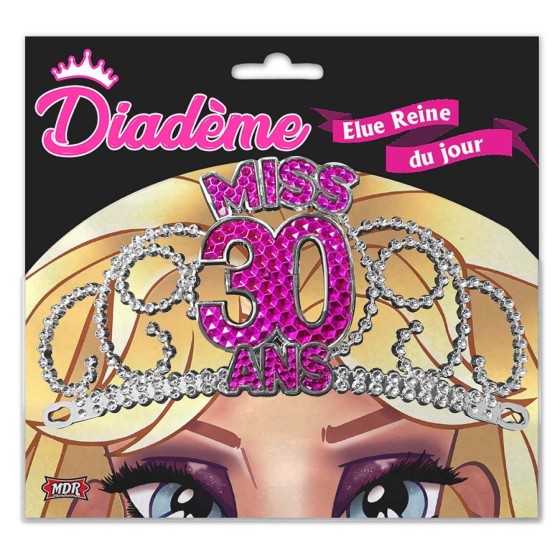 DIADEME MISS 30 ANS FUCHSIA