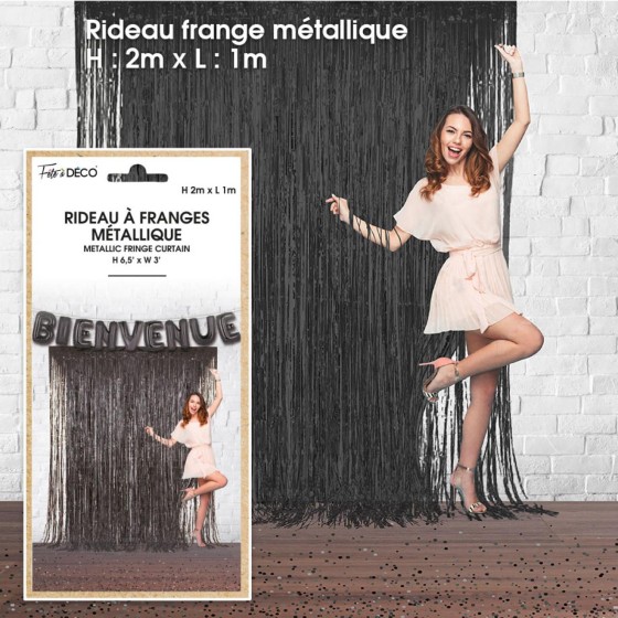 RIDEAU FRANGES METALLIQUE NOIR