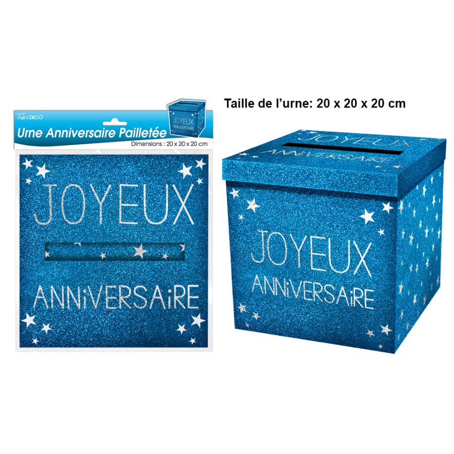 URNE BLEUE OCEAN ANNIVERSAIRE PAILLETTEE