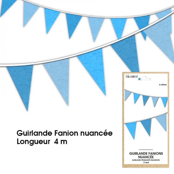 GUIRLANDE FANION NUANCE BLEUE