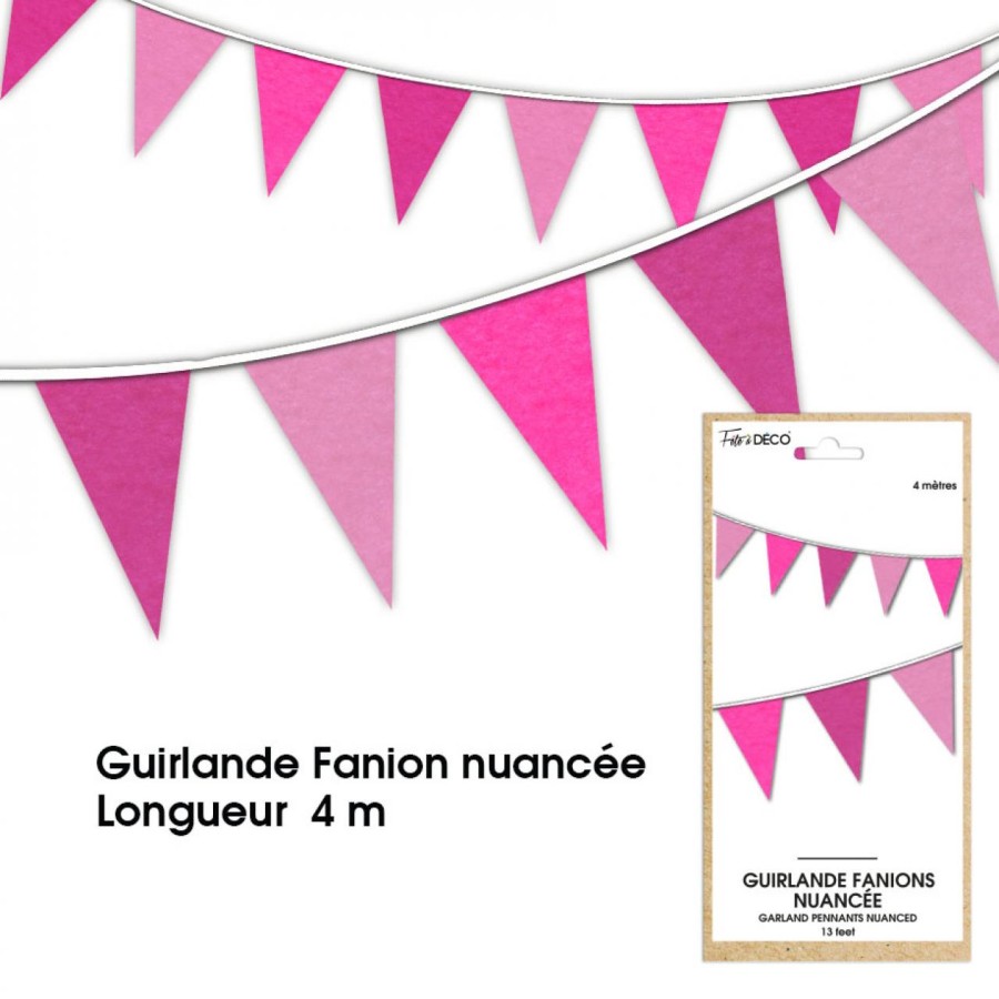 GUIRLANDE FANION NUANCE FUCHSIA