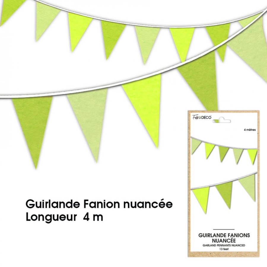 GUIRLANDE FANION NUANCE VERTE