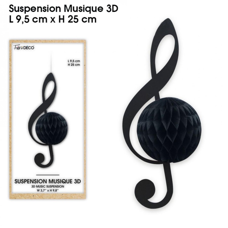 SUSPENSION NOTE DE MUSIQUE 3D NOIRE