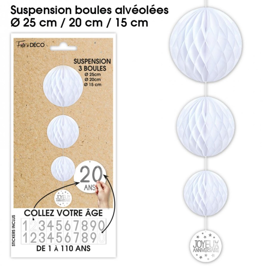 SUSPENSION 3 BOULES TOUS AGE BLANCHE