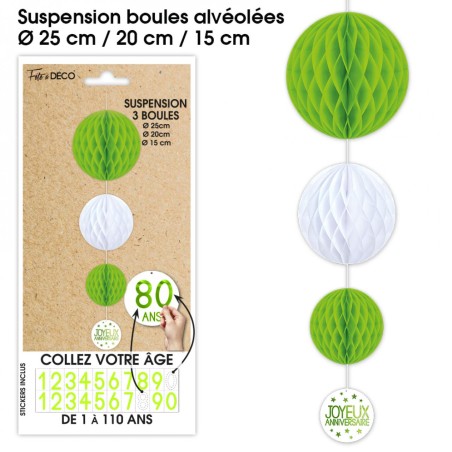 SUSPENSION 3 BOULES TOUS AGE VERTE