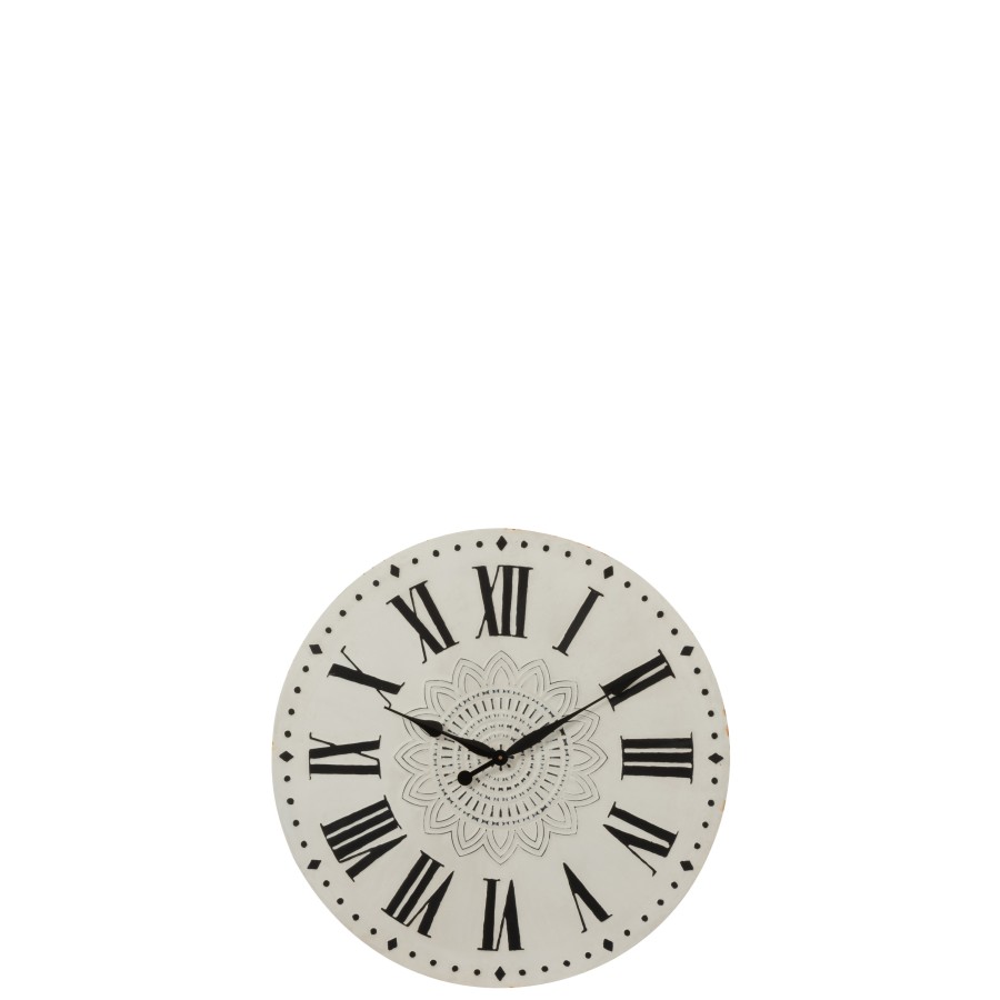 Horloge Chiffres Romains Rond Metal Blanc/Noir