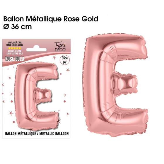 BALLON METALLIQUE ROSE GOLD LETTRE E