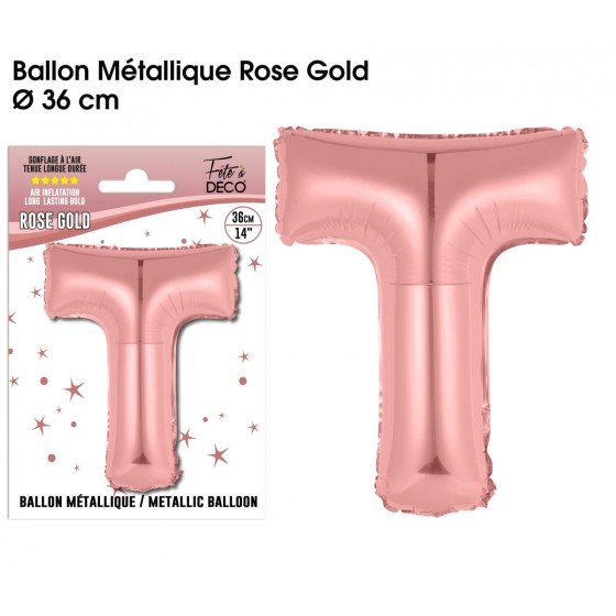 BALLON METALLIQUE ROSE GOLD LETTRE T