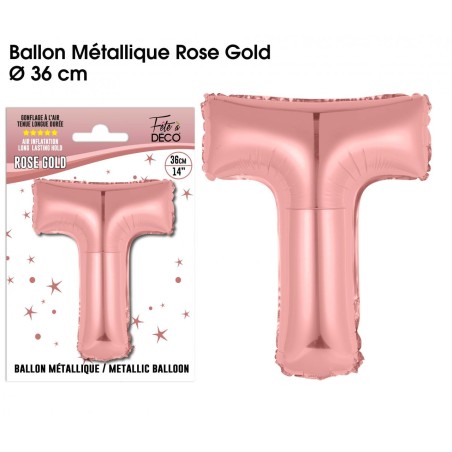 BALLON METALLIQUE ROSE GOLD LETTRE T
