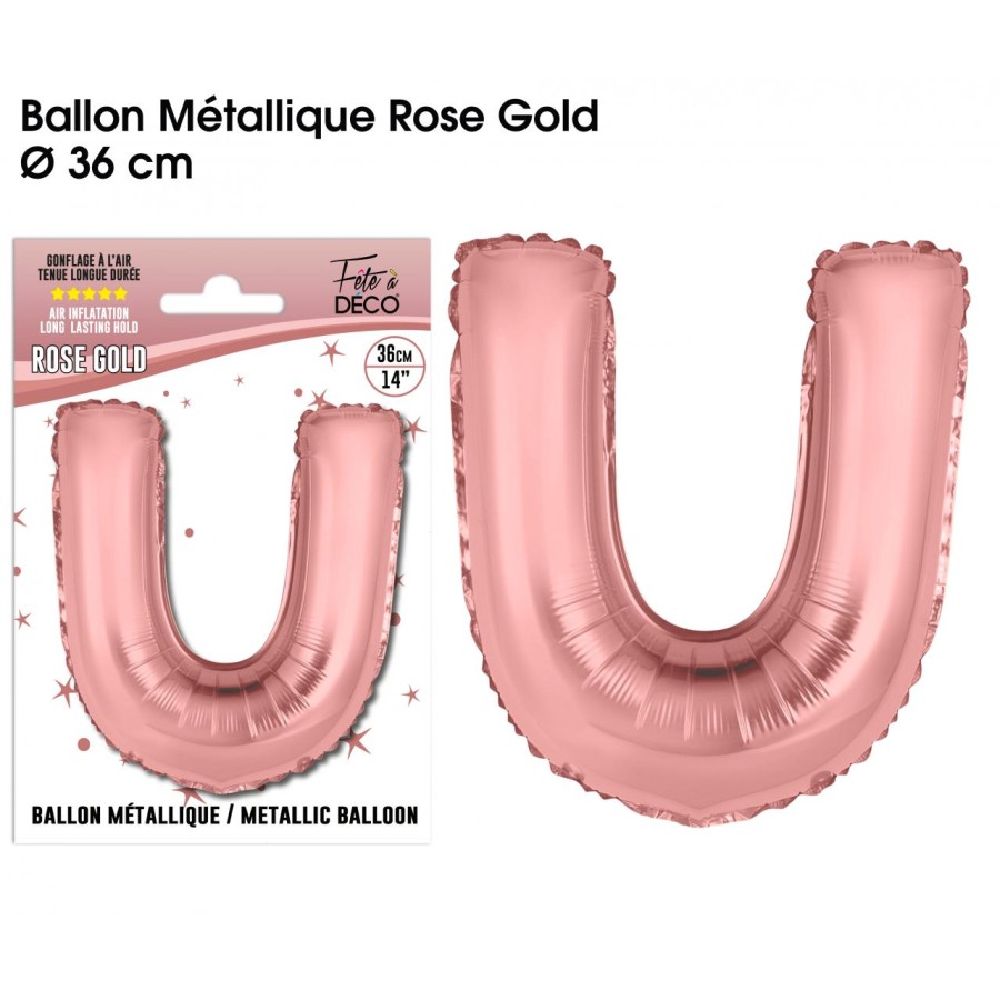 BALLON METALLIQUE ROSE GOLD LETTRE U