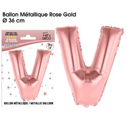 BALLON METALLIQUE ROSE GOLD LETTRE V