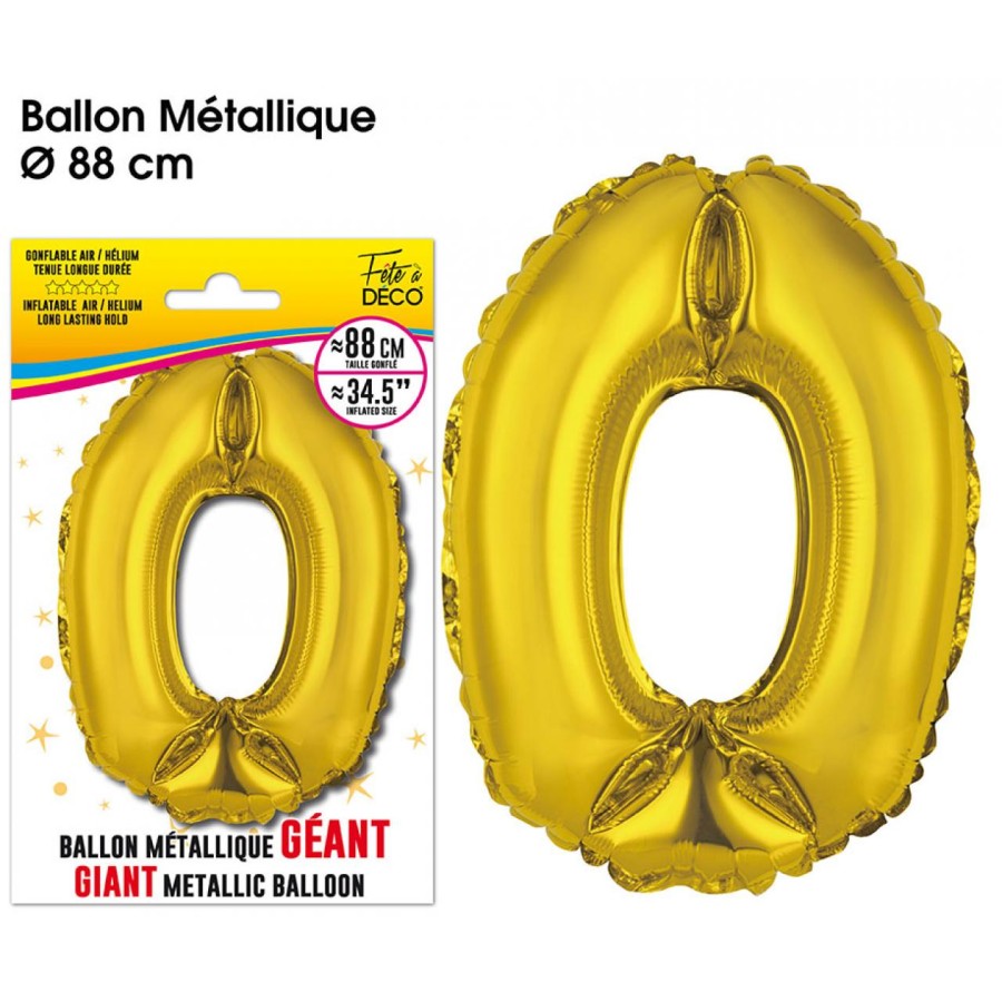 BALLON GEANT METALLIQUE OR CHIFFRE 0