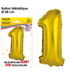 BALLON GEANT METALLIQUE OR CHIFFRE 1