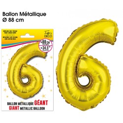 BALLON GEANT METALLIQUE OR CHIFFRE 6