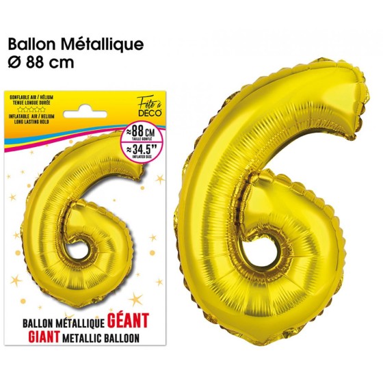 BALLON GEANT METALLIQUE OR CHIFFRE 6