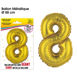 BALLON GEANT METALLIQUE OR CHIFFRE 8