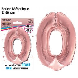 BALLON GEANT METALLIQUE ROSE GOLD CHIFFRE 0