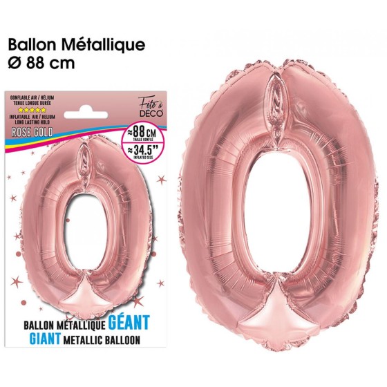 BALLON GEANT METALLIQUE ROSE GOLD CHIFFRE 0