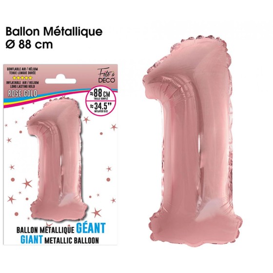 BALLON GEANT METALLIQUE ROSE GOLD CHIFFRE 1