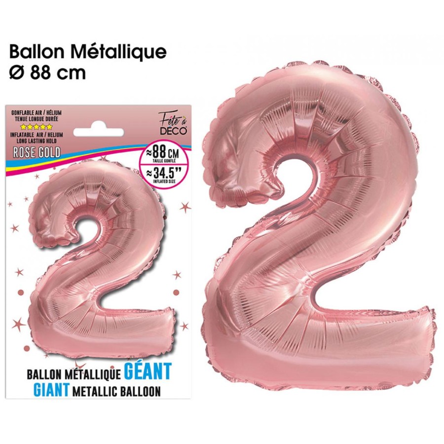 BALLON GEANT METALLIQUE ROSE GOLD CHIFFRE 2