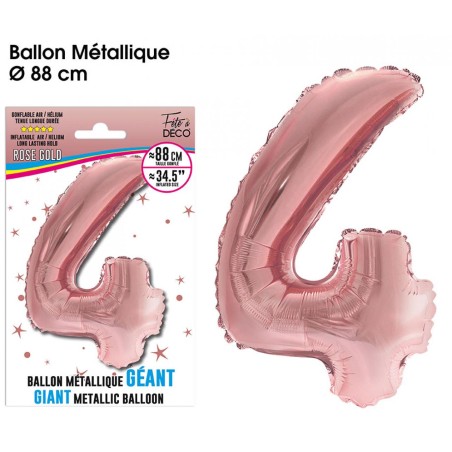 BALLON GEANT METALLIQUE ROSE GOLD CHIFFRE 4