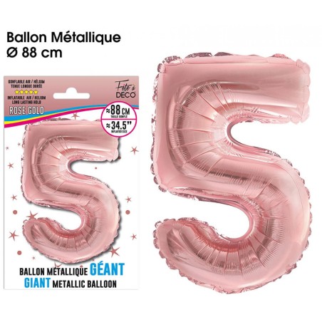 BALLON GEANT METALLIQUE ROSE GOLD CHIFFRE 5