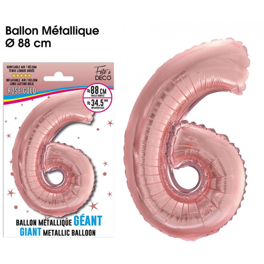 BALLON GEANT METALLIQUE ROSE GOLD CHIFFRE 6