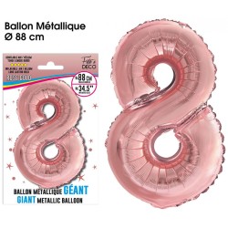 BALLON GEANT METALLIQUE ROSE GOLD CHIFFRE 8