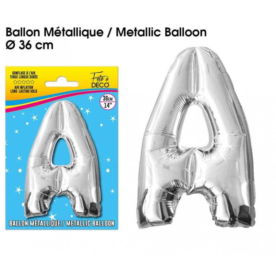 BALLON METALLIQUE ARGENT LETTRE A