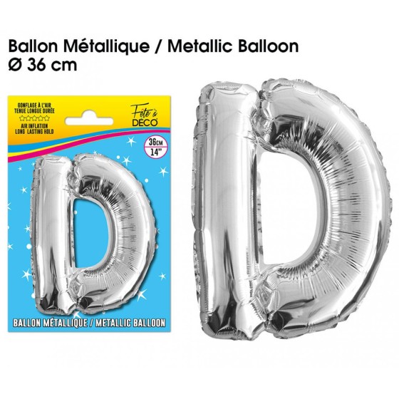 BALLON METALLIQUE ARGENT LETTRE D