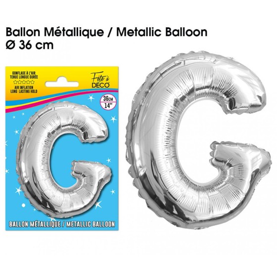 BALLON METALLIQUE ARGENT LETTRE G