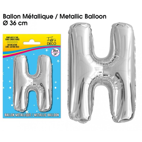 BALLON METALLIQUE ARGENT LETTRE H