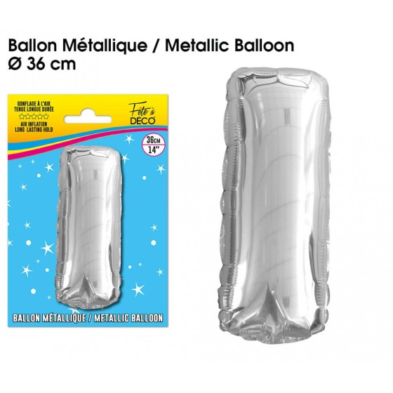 BALLON METALLIQUE ARGENT LETTRE I