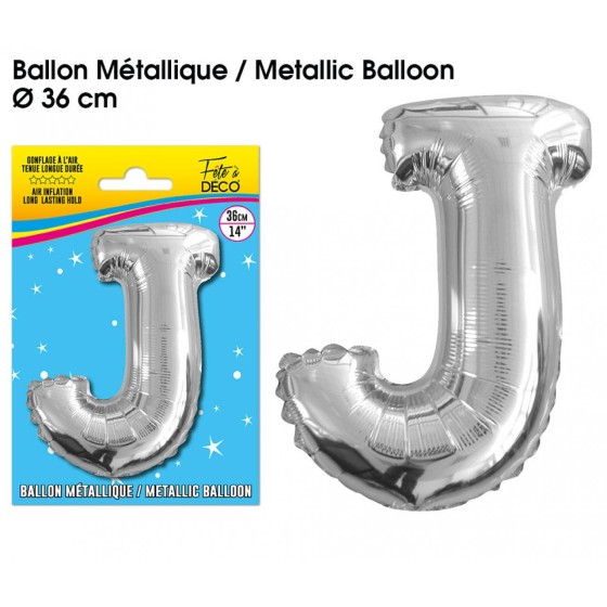 BALLON METALLIQUE ARGENT LETTRE J