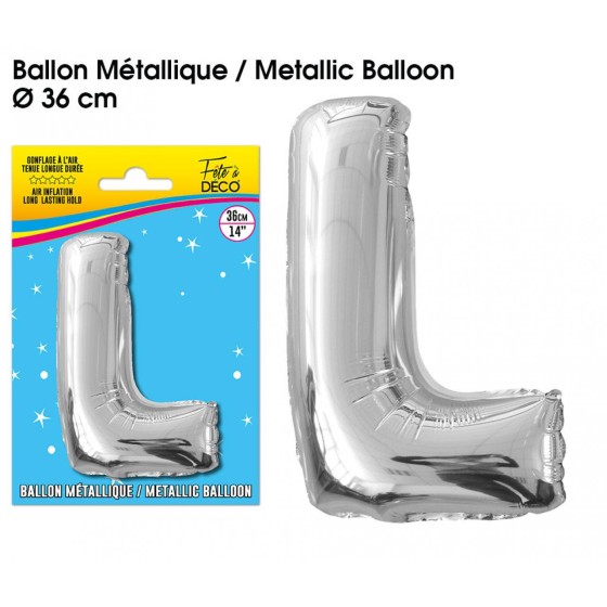 BALLON METALLIQUE ARGENT LETTRE L