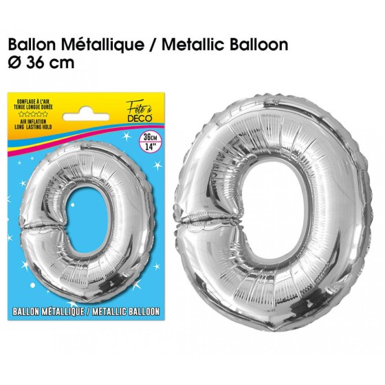 BALLON METALLIQUE ARGENT LETTRE O