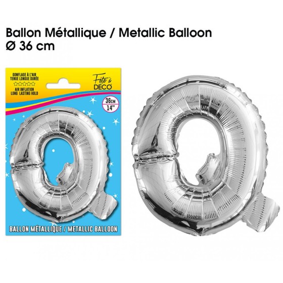 BALLON METALLIQUE ARGENT LETTRE Q