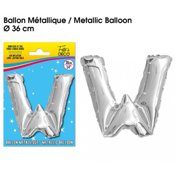 BALLON METALLIQUE ARGENT LETTRE W